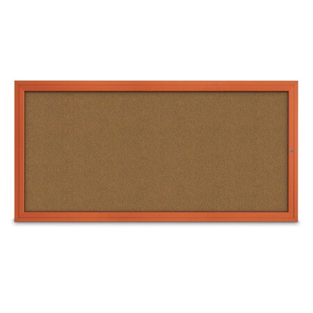 United Visual Products Slim Enclosed Corkboard, 24"x36", White Alum Frame/Surf UVEB2436-WHITE-SURF
